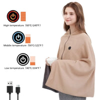 Office USB Electric Heated Blanket Wearable Heated Throw Blanket Adjustable 3 Levels Temperature Machine Washable Warmer Blanket