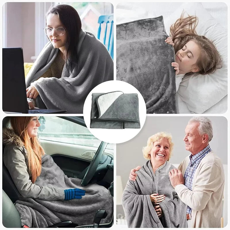 Office USB Electric Heated Blanket Wearable Heated Throw Blanket Adjustable 3 Levels Temperature Machine Washable Warmer Blanket