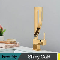 Shiny Gold Bathroom Basin Faucet Cold Hot Rotation Mixer Crane Tap Black Nickel Chrome Brass Waterfall Sink Mixers