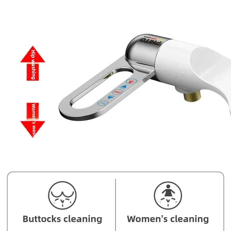 Ultra-Thin Non-Electric Dual Nozzle Bidet Attachment Adjustable Water Pressure Ideal for Pregnant Women