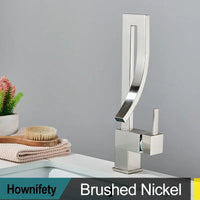 Shiny Gold Bathroom Basin Faucet Cold Hot Rotation Mixer Crane Tap Black Nickel Chrome Brass Waterfall Sink Mixers
