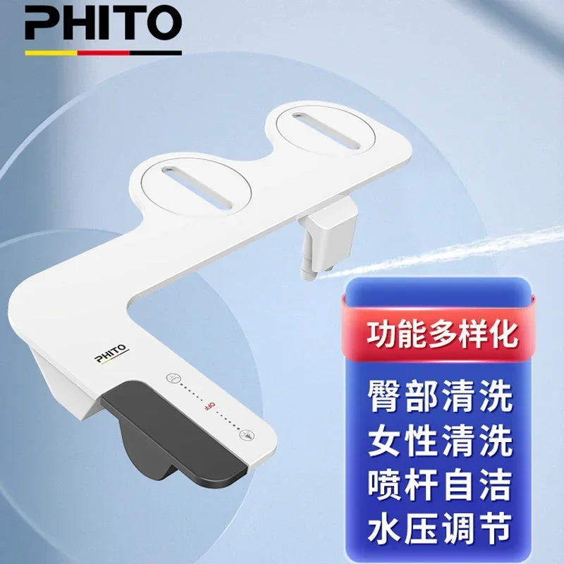 Ultra-Thin Non-Electric Dual Nozzle Bidet Attachment Adjustable Water Pressure Ideal for Pregnant Women